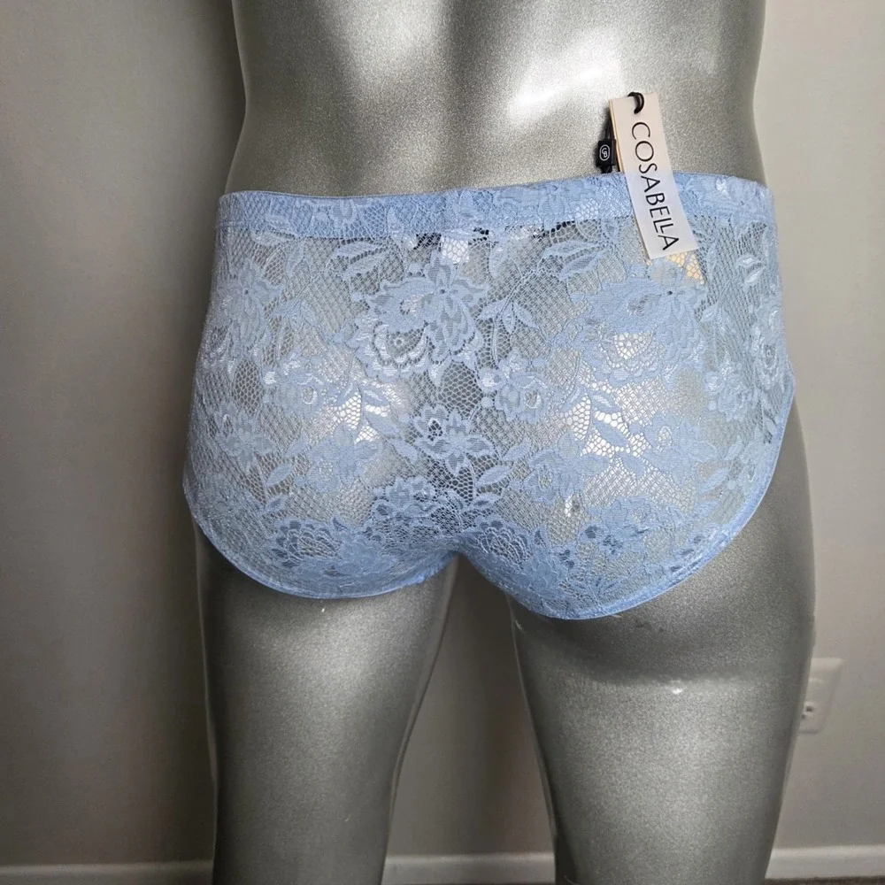 Cosabella Never Say Never Mens Lace Briefs Blue Floral Low Rise Underwear NWT‎